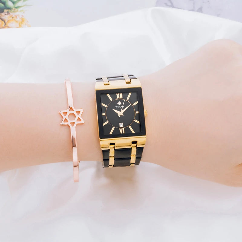 WWOOR Automatic Square Gold Watch 8858