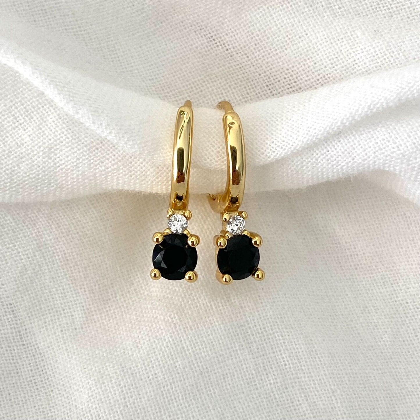 Two Stone Drop Hoop Earrings